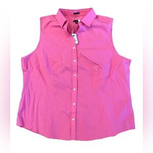Talbots Women Button Sleeveless‎ Wrinkle Resistant Top Blouse Pink New